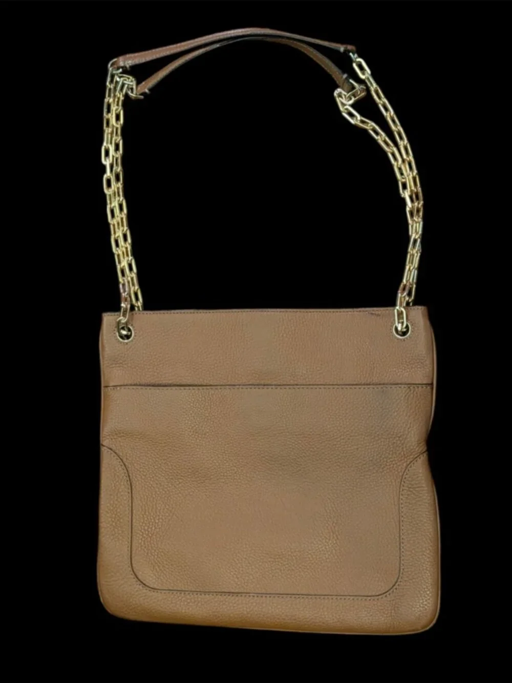 Tory Burch Marsden Swing Pack Light Brown Leather Shoulder Bag Gold Hardware